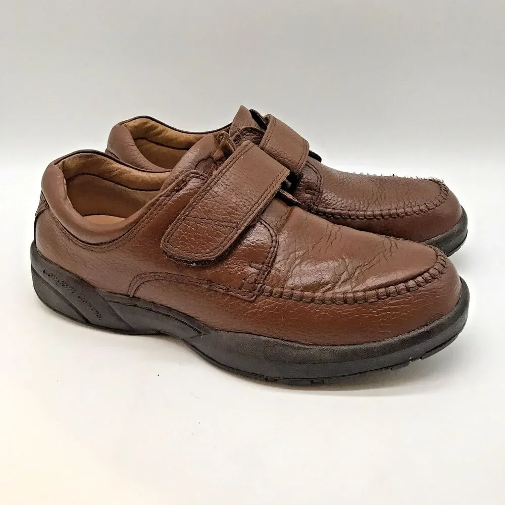 Dr. Comfort Scott 9020 Comfort Shoe Men's 9.5M Brown Leather Low Top Hook & Loop